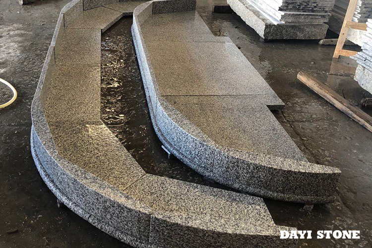 Door steps Light Grey Granite Stone G603-10 Flamed bullnose edge - Dayi Stone